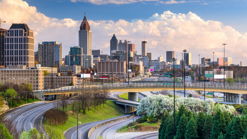A view of the skyline of downtown Atlanta.