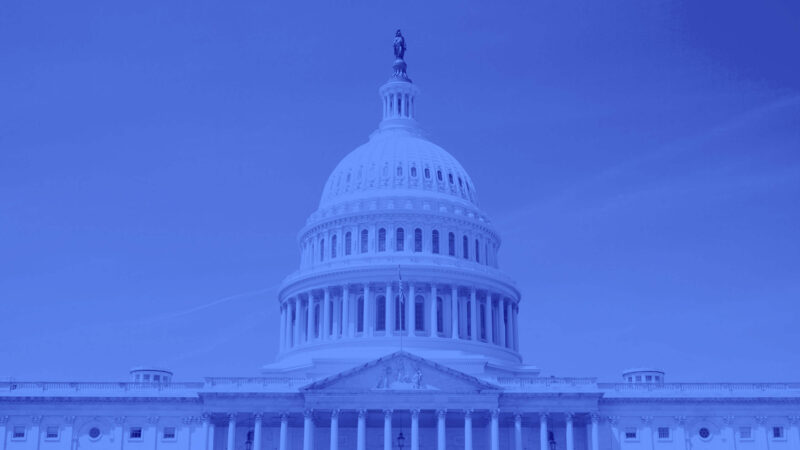 The US Capitol with a blue tint over it.